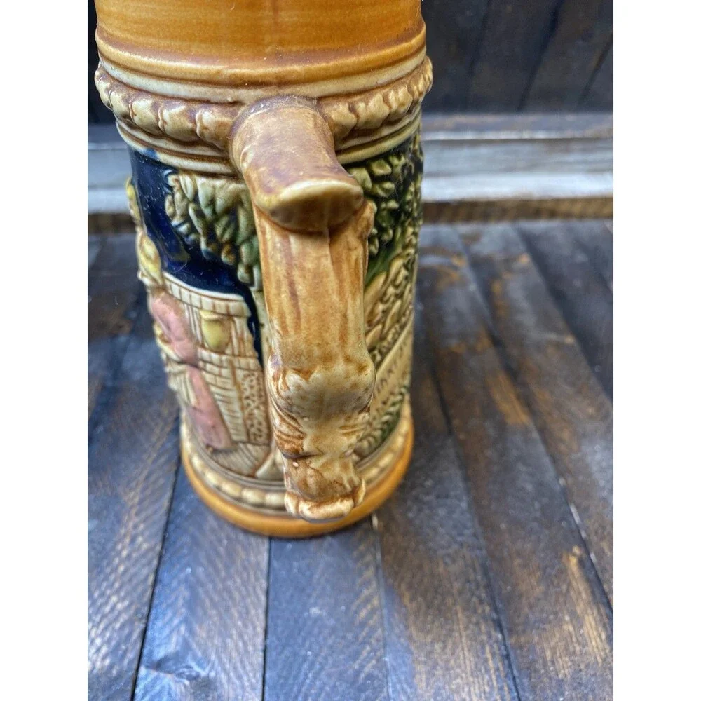 Vtg German Style Beer Stein 3D Tavern Scene Mid Century